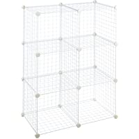 Amazon Basics - Estantes de almacenamiento- Seis cubos- de alambre - Blanco